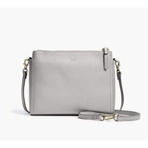 Lo & Sons Pearl Convertible Crossbody Bag Saffiano Leather Grey Silver NWOT